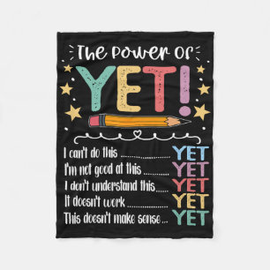Teacher Power Of Yet Growth Mindset Inspirational Fleece Blanket