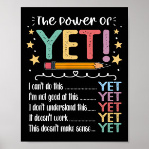 Teacher Power Of Yet Growth Mindset Inspirational Poster