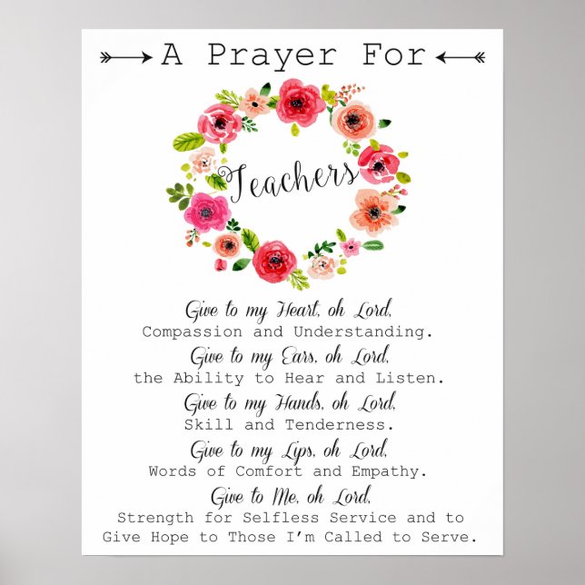 Teacher Prayer Art Poster (Front)