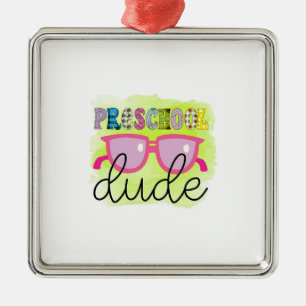 Teacher Preschool Dude Metal Tree Decoration