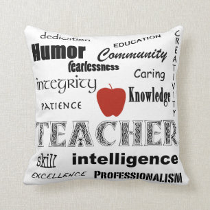 Teacher Pride Text Design-Red Apple Cushion