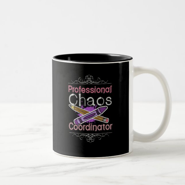 Teacher Professional Chaos Coordinator Two-Tone Coffee Mug (Right)