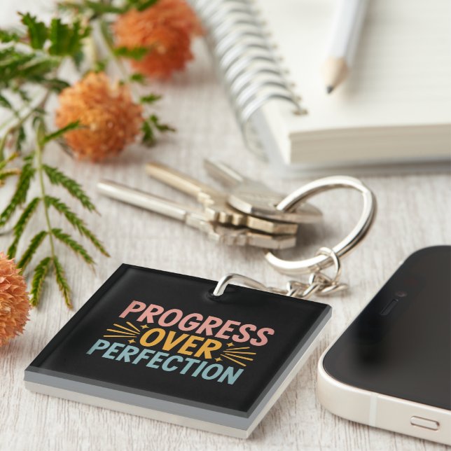 Teacher Progress Over Perfection Back to School  Key Ring (Front Right)