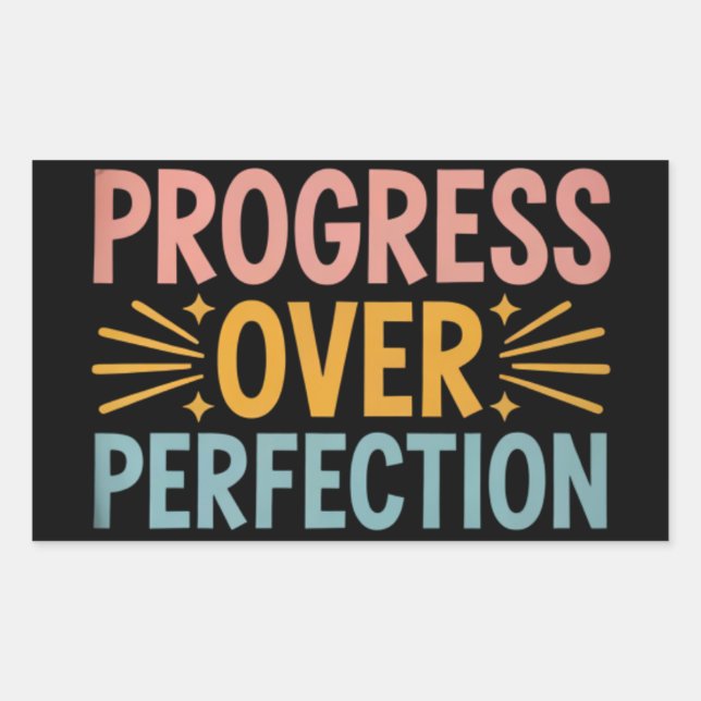 Teacher Progress Over Perfection Back to School  Rectangular Sticker (Front)