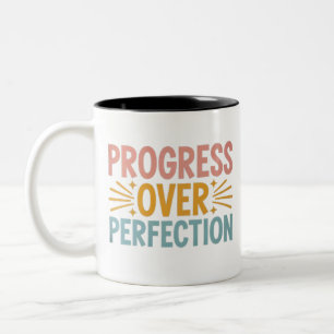 Teacher Progress Over Perfection Back to School Two-Tone Coffee Mug