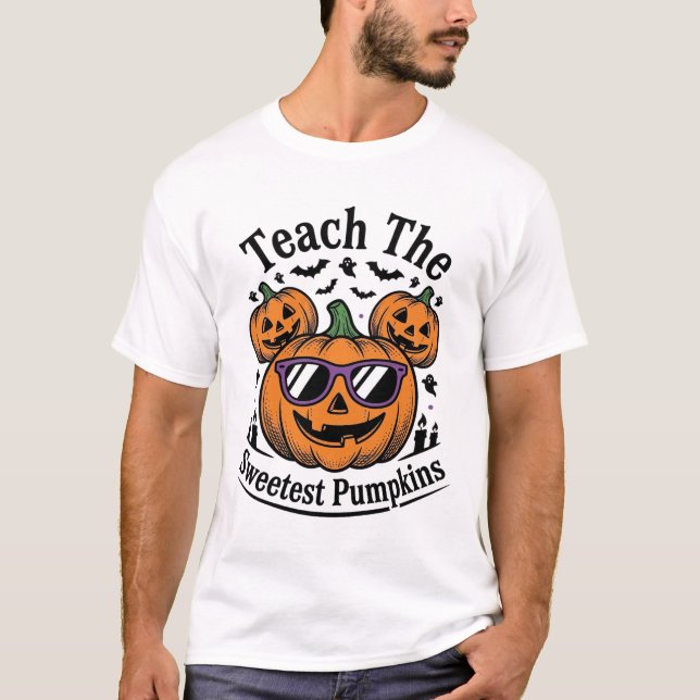 Teacher Pumpkin Shirt Cute Halloween Class Design_ (Front)