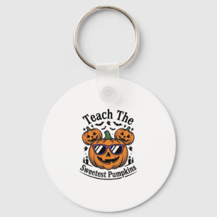 Teacher Pumpkin Shirt Cute Halloween Class Design_ Key Ring