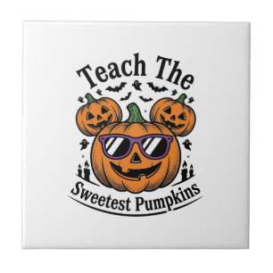 Teacher Pumpkin Shirt Cute Halloween Class Design_ Tile