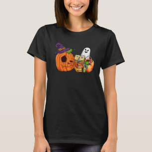 Teacher Pumpkin Witch Scary Book Pens Ghost Happy T-Shirt