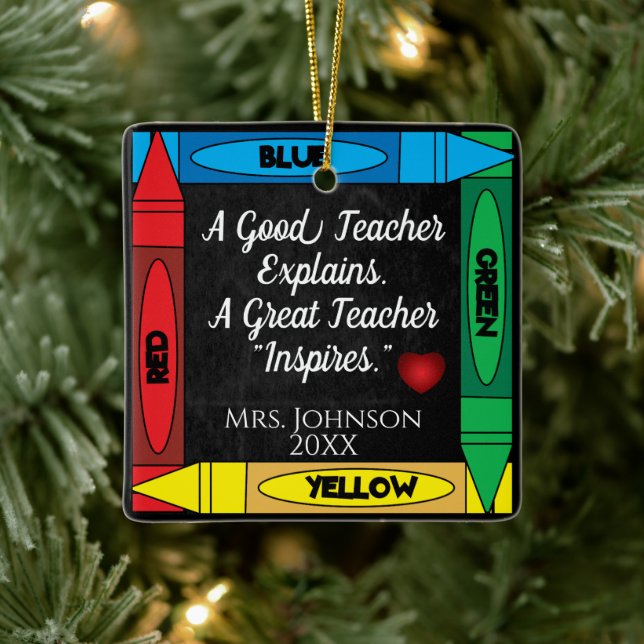 Teacher Quote #1 - Personalise Ceramic Ornament (Tree)