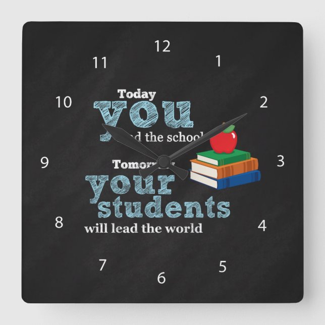 Teacher quote square wall clock (Front)