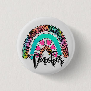 Teacher Rainbow – Colourful Leopard Print 3 Cm Round Badge
