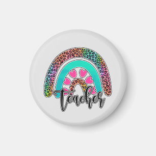 Teacher Rainbow – Colourful Leopard Print Magnet