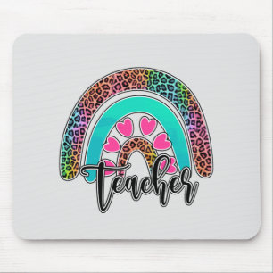 Teacher Rainbow – Colourful Leopard Print Mouse Mat