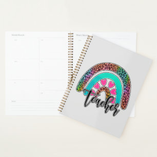 Teacher Rainbow – Colourful Leopard Print Planner