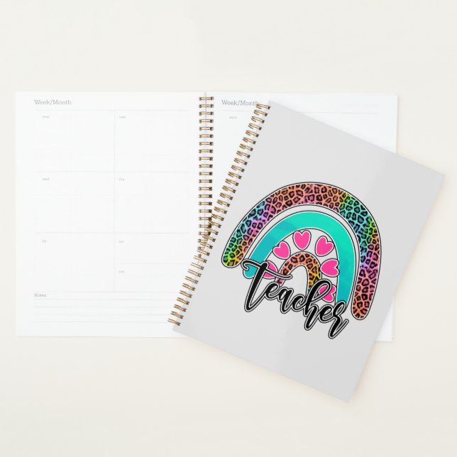 Teacher Rainbow – Colourful Leopard Print Planner (Display)
