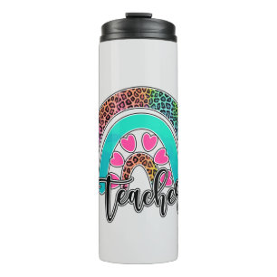 Teacher Rainbow – Colourful Leopard Print Thermal Tumbler