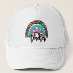 Teacher Rainbow – Colourful Leopard Print Trucker Hat