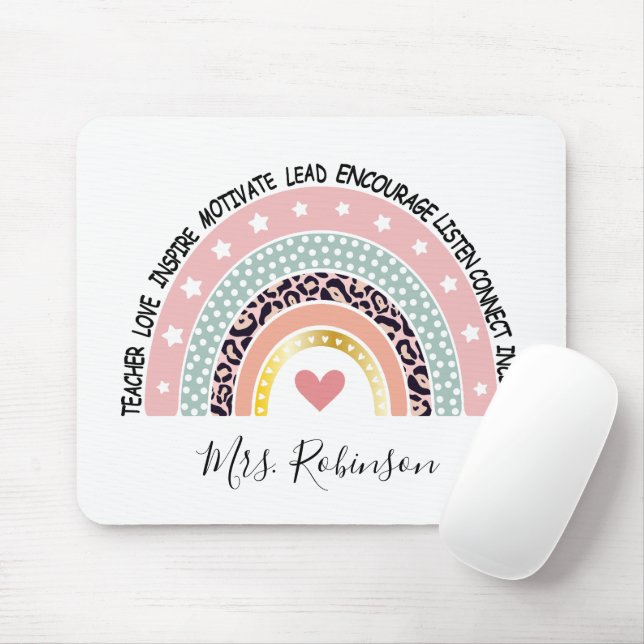 Teacher Rainbow Custom Mouse Mat (With Mouse)