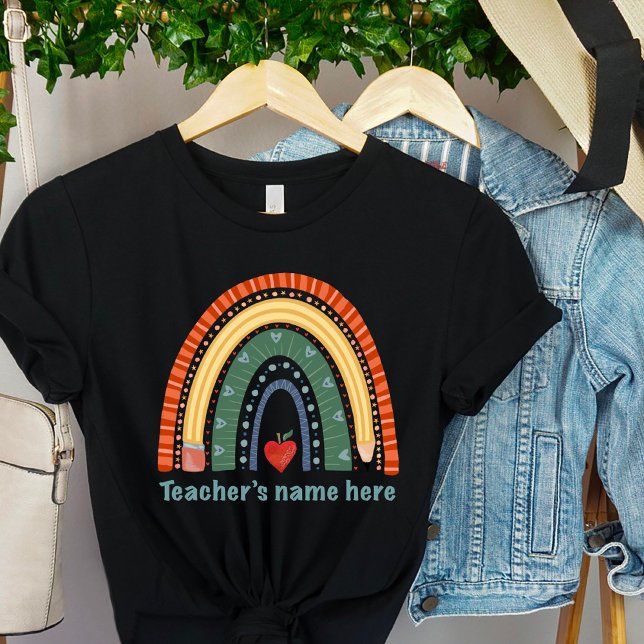 Teacher Rainbow Cute Inspirivity Personalised T-Shirt (Creator Uploaded)