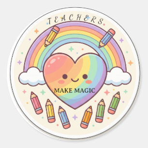 Teacher Rainbow Heart Sticker