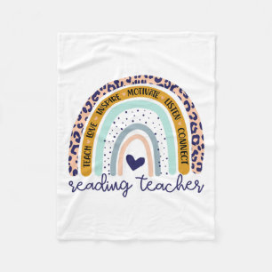 Teacher Rainbow Leopard Print Reading Specialist  Fleece Blanket