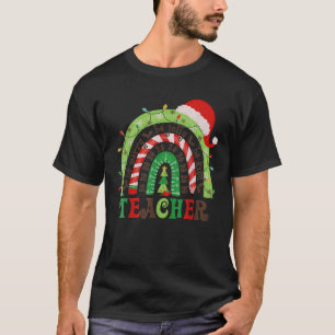 Teacher Rainbow Merry and Bright Teacher Christmas T-Shirt
