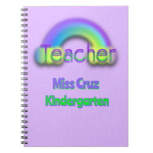 Teacher Rainbow Name & Grade Spiral Photo Notebook