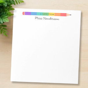 Teacher Rainbow Pencil Personalised Notepad