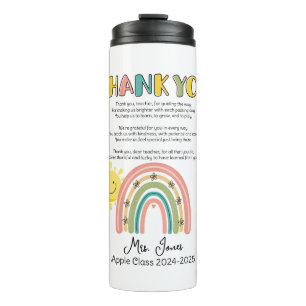 teacher rainbow poem end of year greetings thermal tumbler