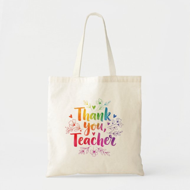  Teacher Rainbow Thank You Tote Bag  (Front)