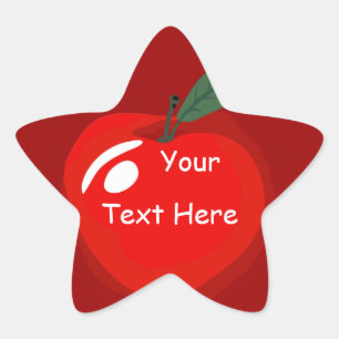 Teacher Red Apple Star Shape Sticker