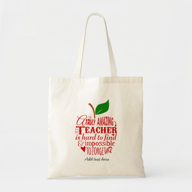 Teacher red word art Apple thank you fashion Tote Bag (Front)