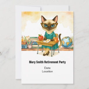 Teacher  retirement 2025 for cat lovers invitation