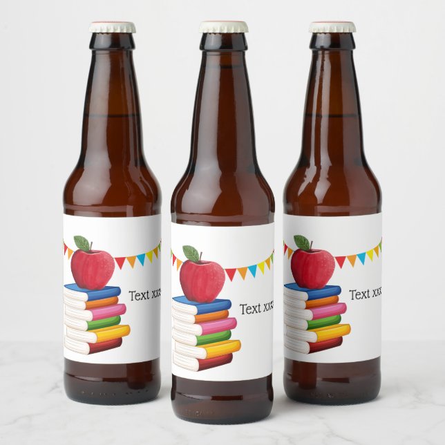 teacher retirement , Apple, teacher retiring Beer Bottle Label (Bottles)