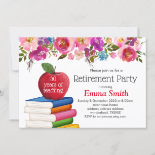 teacher retirement , Apple, teacher retiring Invitation