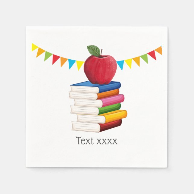 teacher retirement , Apple, teacher retiring Napkin (Front)
