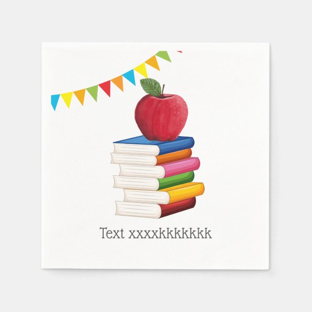 teacher retirement , Apple, teacher retiring Napkin (Front)