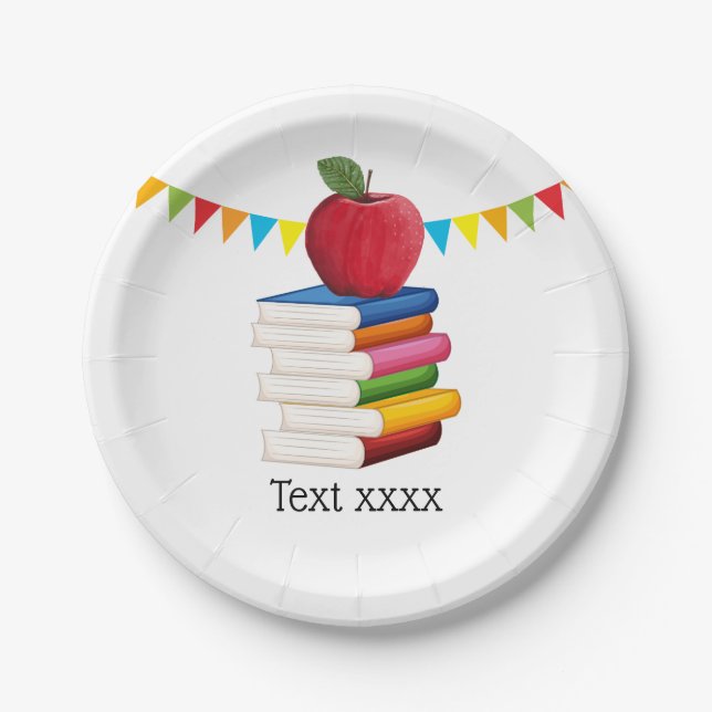 teacher retirement , Apple, teacher retiring Paper Plate (Front)