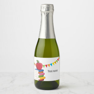 teacher retirement , Apple, teacher retiring Sparkling Wine Label