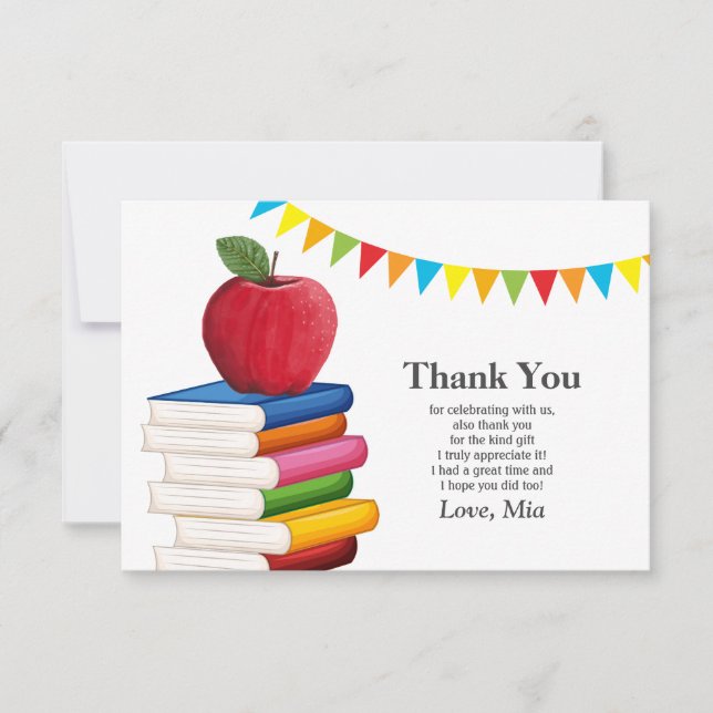 teacher retirement , Apple, teacher retiring Thank You Card (Front)
