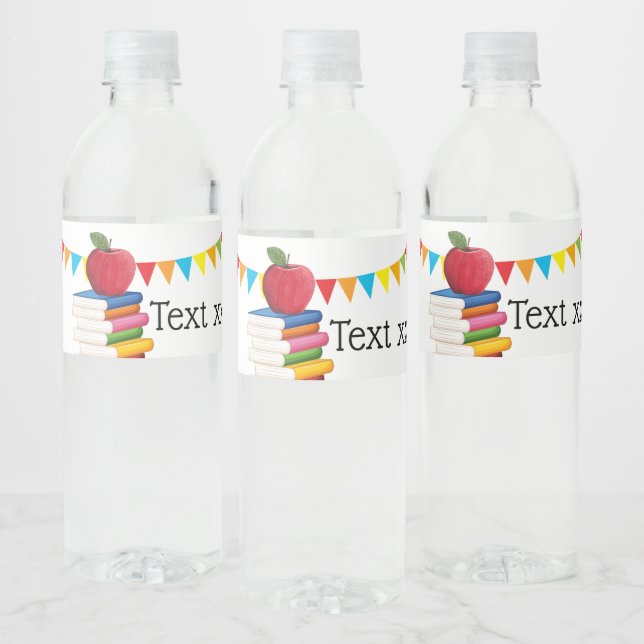 teacher retirement , Apple, teacher retiring Water Bottle Label (Bottles)