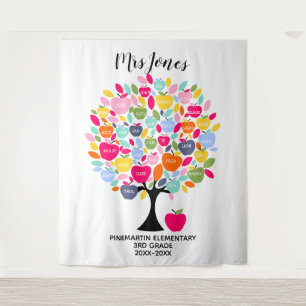 Teacher retirement apple tree with names tapestry