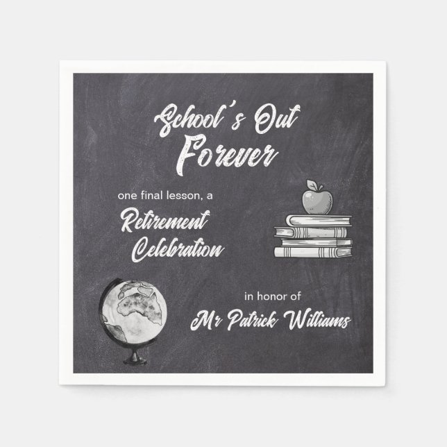 Teacher Retirement Chalk Blackboard Nostalgic  Napkin (Front)