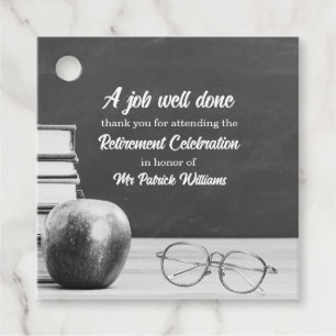 Teacher Retirement Chalkboard Apple Books Noir  Favour Tags