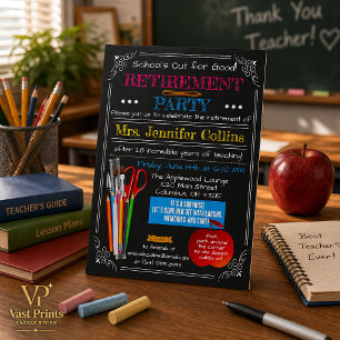 Teacher Retirement Chalkboard Invitation