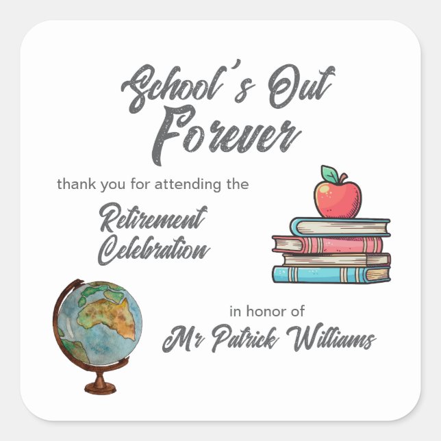 Teacher Retirement Colourful Nostalgic Classic   Square Sticker (Front)