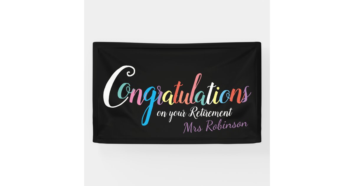 Teacher retirement congratulations banner Zazzle.co.uk