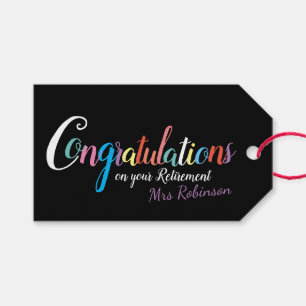 Teacher retirement congratulations gift tags