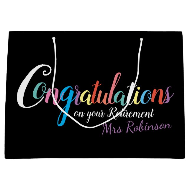 Teacher retirement congratulations large gift bag (Front)